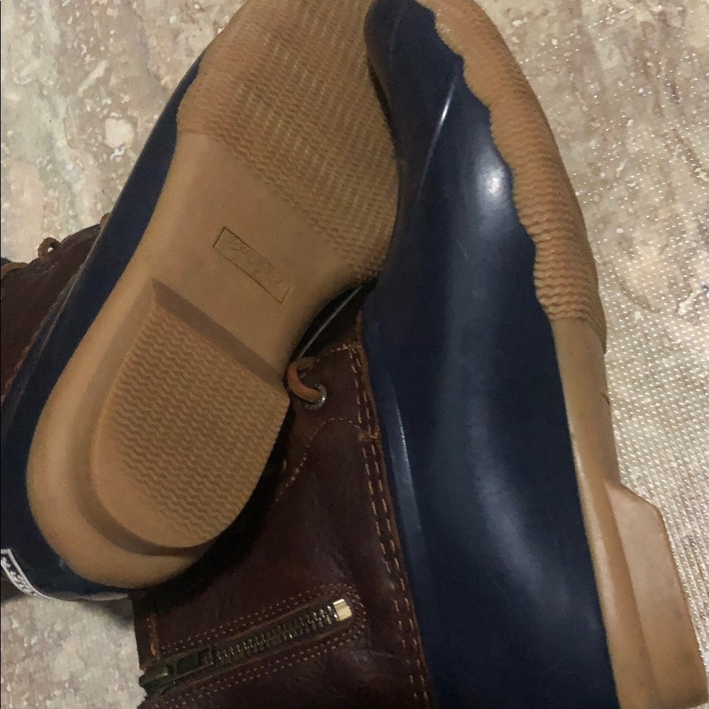 SPERRY Women's Duck Rain Boots Navy Brown Size 8M - Picture 7 of 10